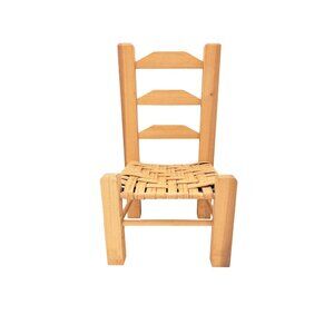 Vintage Wood Doll Chair Ladderback Woven Seat 12 Inches Tall Shaker Style Decor